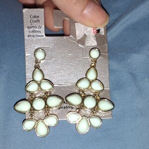 Elegant Gold and Sky Blue Drop Earrings